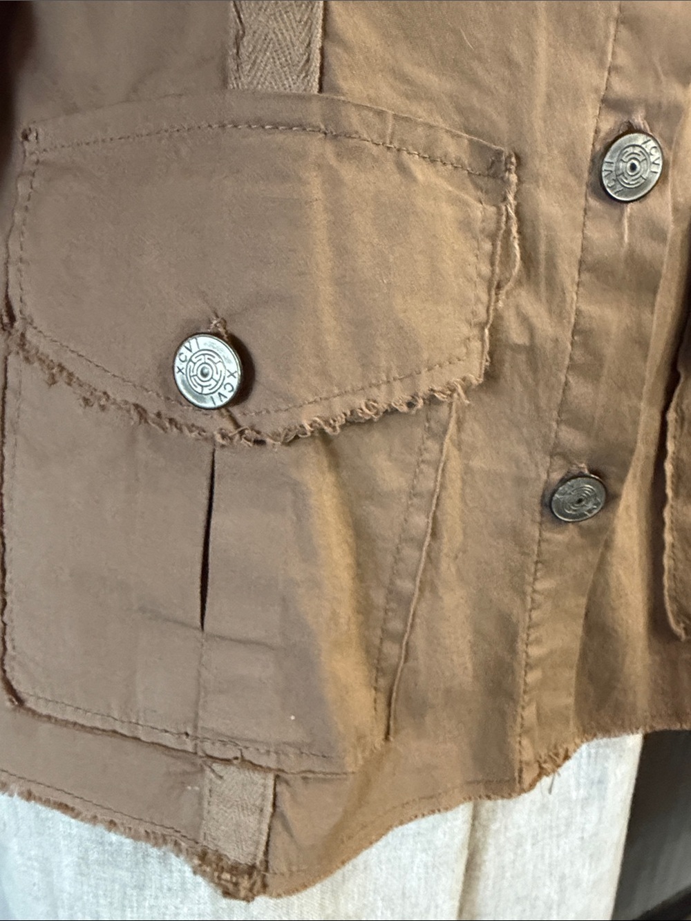 XCVI Tan Button-Front Utility Jacket - Picture 3 of 5